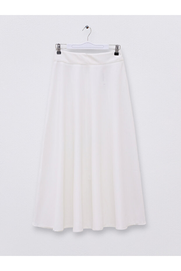 Zippered Flared Skirt -White - 1