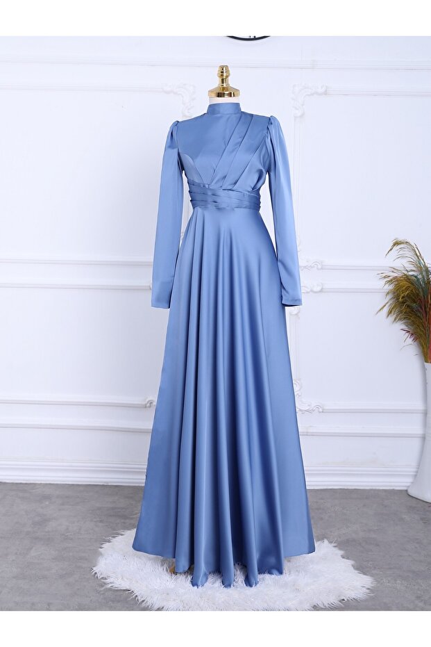 Rochie de seara plisata din satin - 1
