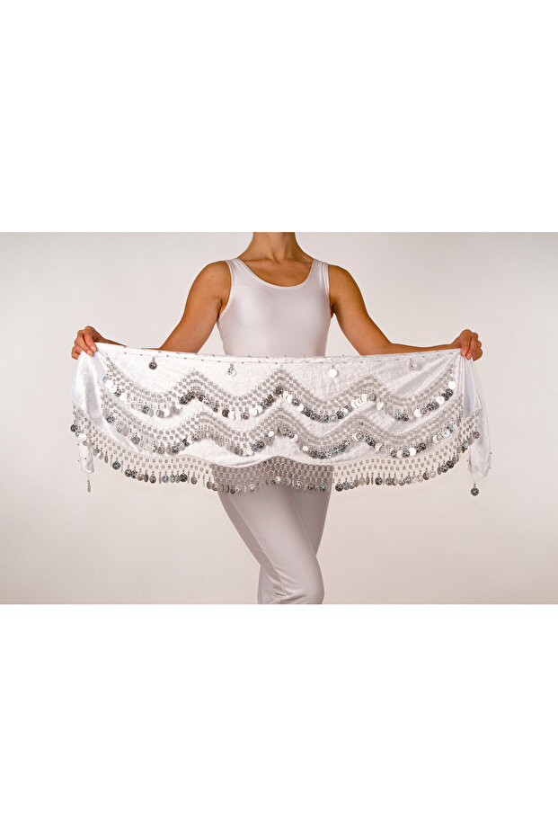 Şakira Belt Henna Roman White Wavy Silver Belly Belt