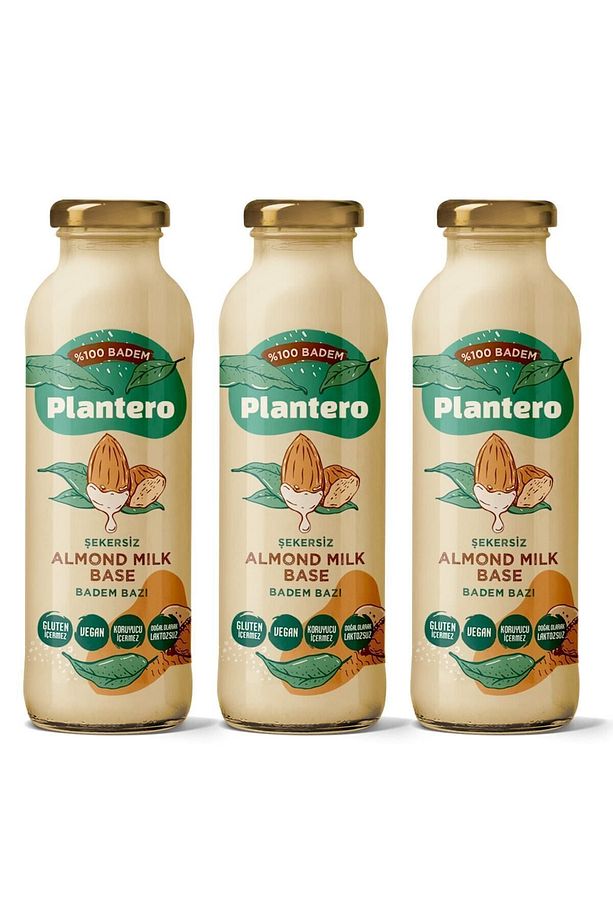 3'lü Badem Sütü Bazı Konsantre Bitkisel Süt (250GR, %100 BADEM, ŞEKERSİZ) - 1