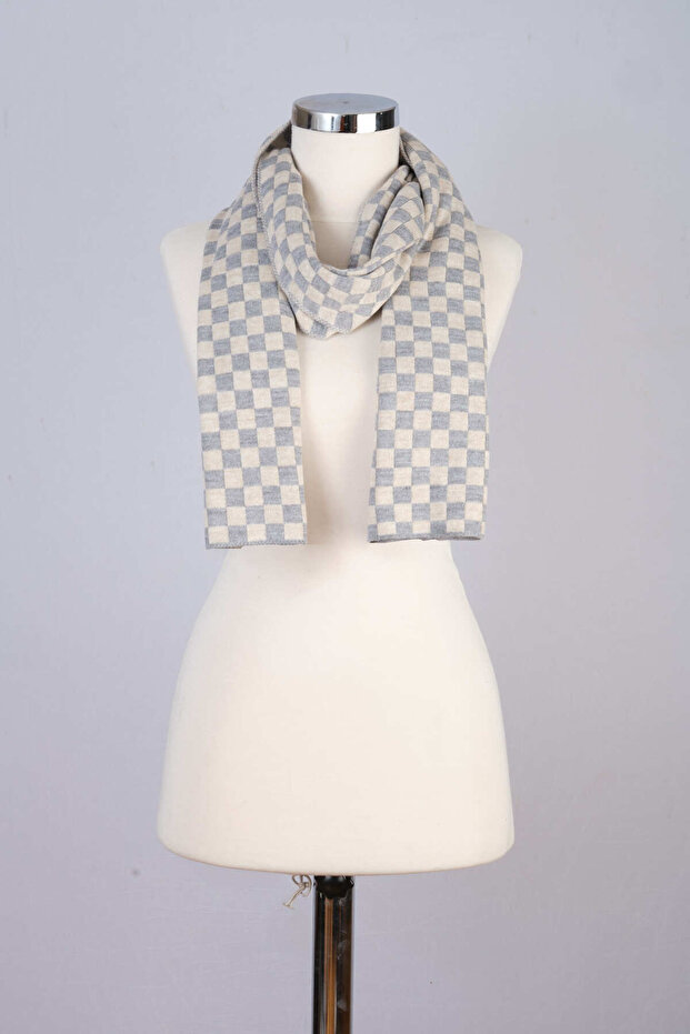 Checkered Patterned Knitwear Scarf - 4