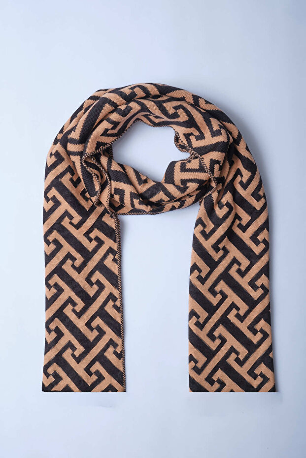 T Patterned Knitwear Scarf - 3