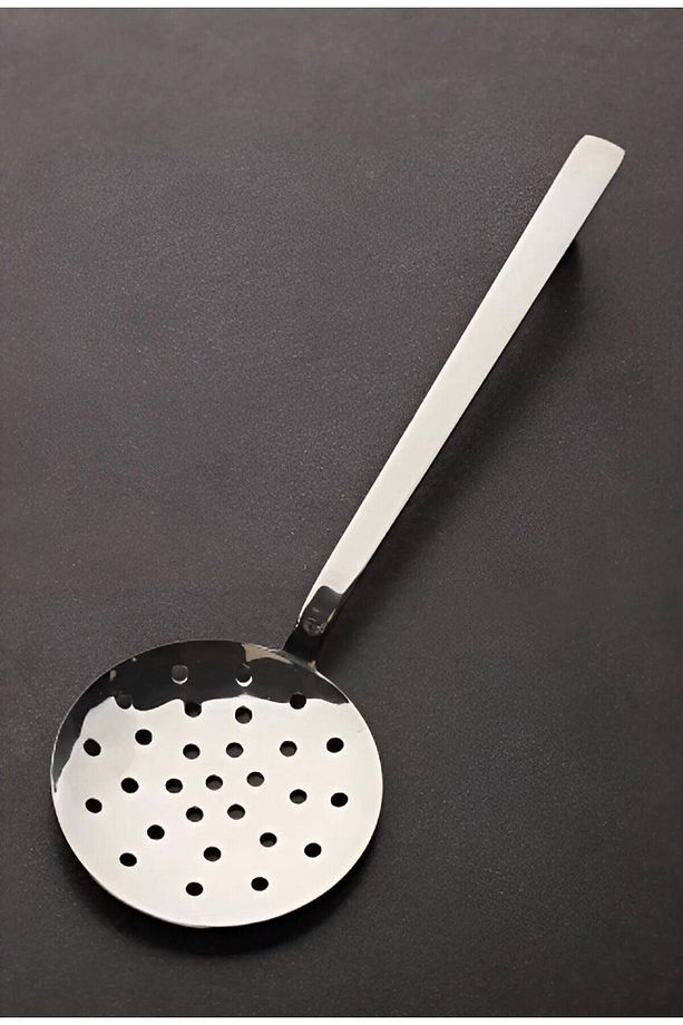 Paslanmaz Çelik Lüx Büyük Servis Kevgir Kepçe Kevgir Delikli Spatula Servis Kevgir 1 Adet - 1