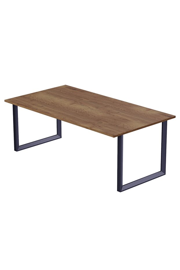 Dec 136 BLK Wooden Dining Table Loop-Leg, 6-Seater for Kitchen-140cm, Tobacco Halifax Oak