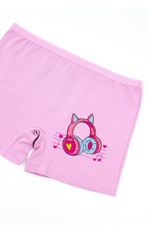 Kız Çocuk 6'lı Renkli Müzik Baskılı Likralı Boxer - 3