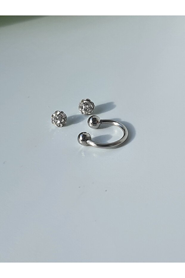 Smiley Çelik Tragus Helix Piercing 8 MM - 3