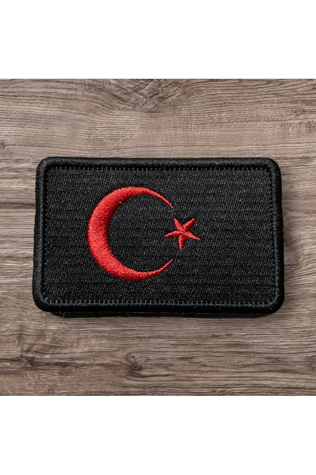 Türk Bayrağı Siyah Renk Patch Arma 8 X 5 Cm