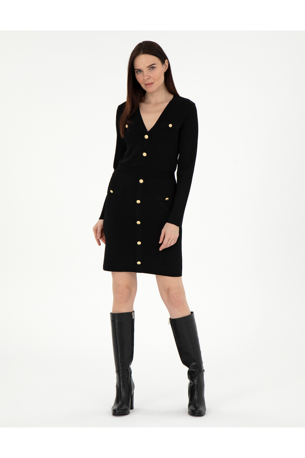Black Slim Fit Knitwear Dress 50290605 -Vr046