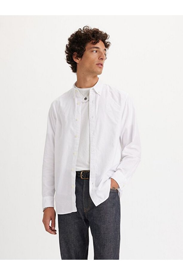 Levis Logo İşlemeli Erkek Rahat Gömlek AUTHENTICBUTTONDOWNBRIGHTWHITE A7210-0000 - 1