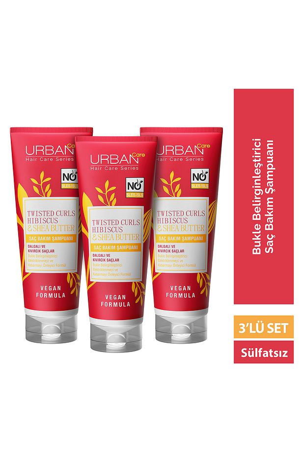 Hibiscus & Shea Butter Kıvırcık ve Dalgalı Saçlara Özel Şampuan 3x250ml-sülfatsız-vegan - 1