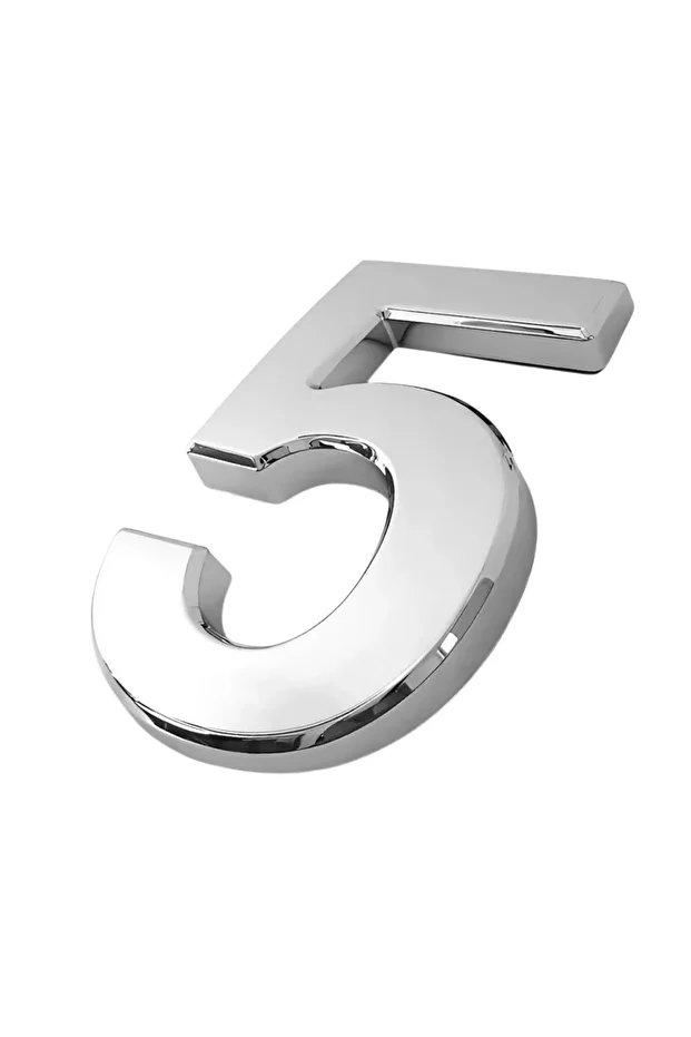 Kapı Numarası Yapışkanlı Küçük Boy 50 mm 5 cm Numara 5 Rakam Beş Sayısı Krom Renk Numaralar 1 Adet - 4