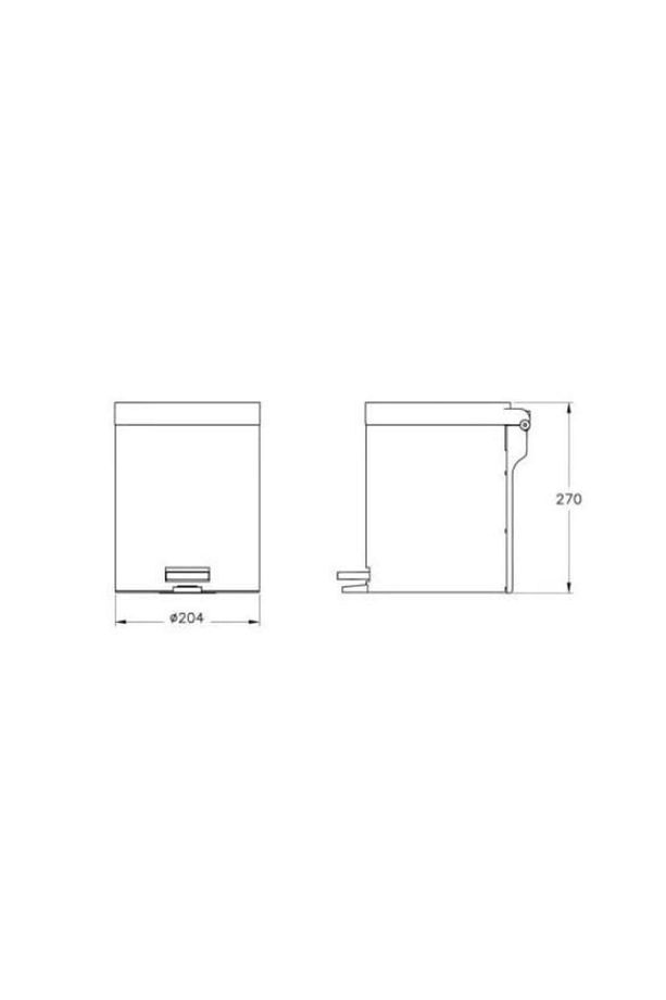 Base 100 A44154 Çöp Kovası, 5 Litre, Krom - 2