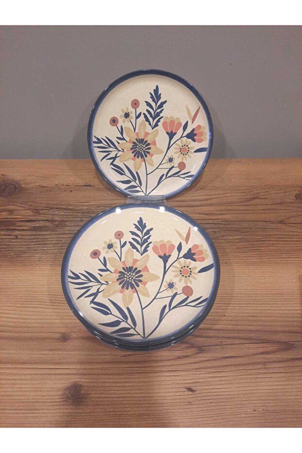 KERAMİKA 20 CM PASTA TABAĞI 6 ADET PARLAK RETRO - 1