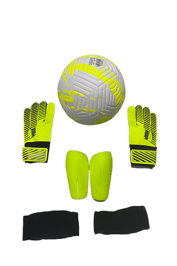 5 No 4 Liner Machine Stitched Soccer Ball Beather Gloves and Tender Set of 3