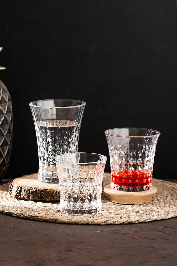 234 12'li Cam Bardak Seti - Su Kahve Meşrubat Bardağı - Su Bardak Takımı 200ml - 260ml - 365ml - 3