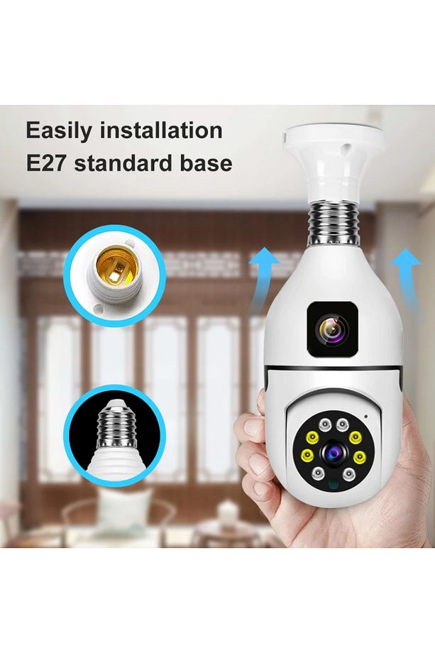 Panoramik Led Ampul Kamera Çift Wifi 360 Derece Panoramik Görüntüleme Kablosuz Ev Gözetleme Kamerası - 3