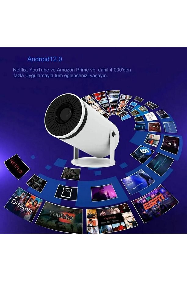 Taşınabilir Sinema Projektörü 4k Ev Sineması Bluetooth Android 12 Projeksiyon cihazı - 3