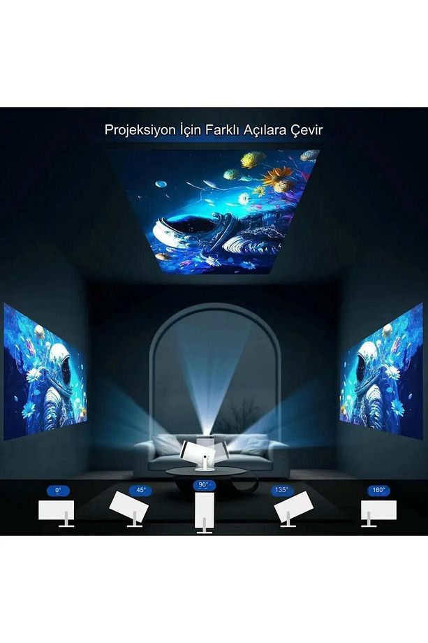 Taşınabilir Sinema Projektörü 4k Ev Sineması Bluetooth Android 12 Projeksiyon cihazı - 6