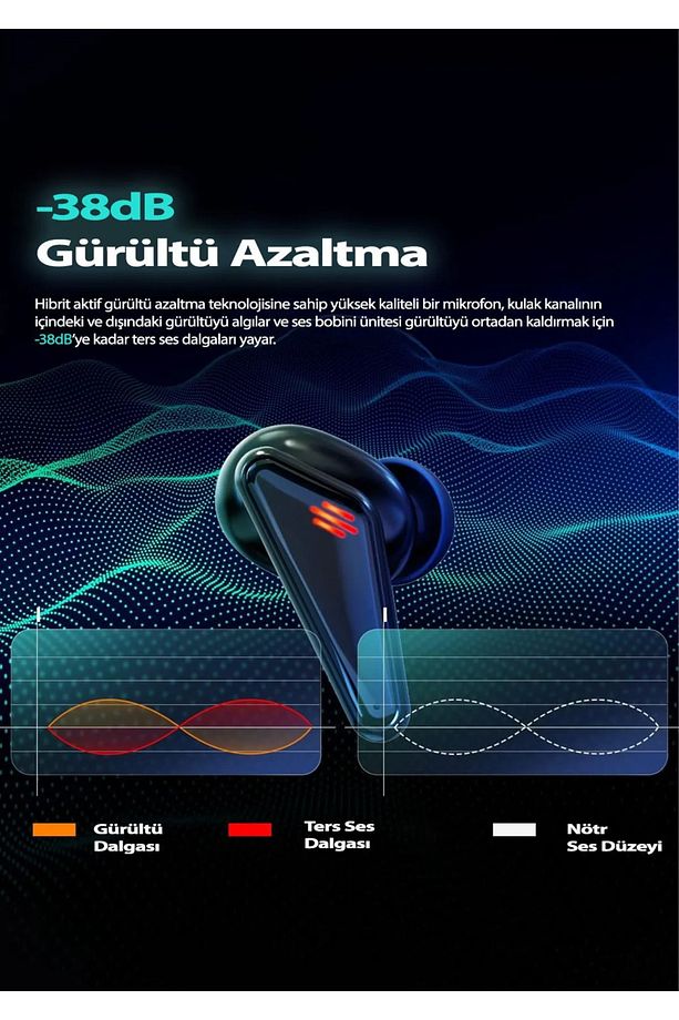 K98 Kablosuz Oyuncu Kulaklığı Işıklı Gaming Bluetooth Kulaklık 45Ms Gecikme Samsung/Iphone/Xiaomi - 7