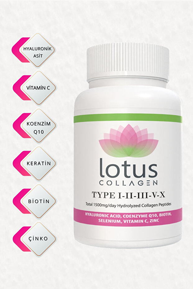 Lotus 5 Tip Kolajen Tip 1, 2, 3, 5, 10 (Y. Kabuğu, Biotin, Selenyum , C Vitamini Ve Çinko )90 Tablet - 4