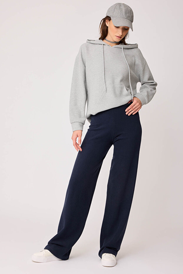 Geniş Paça Örme Pantolon - 4