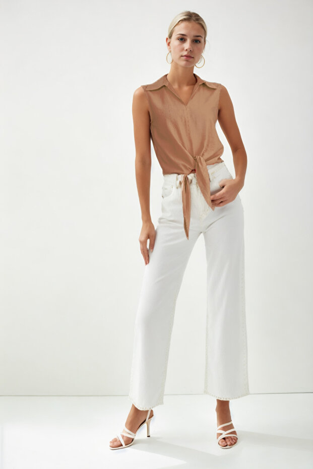 بلوزة بدون أكمام - ربطة أمامية - 4