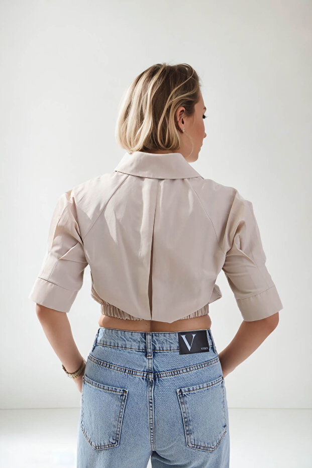 Beli Lastikli Crop Gömlek - 5