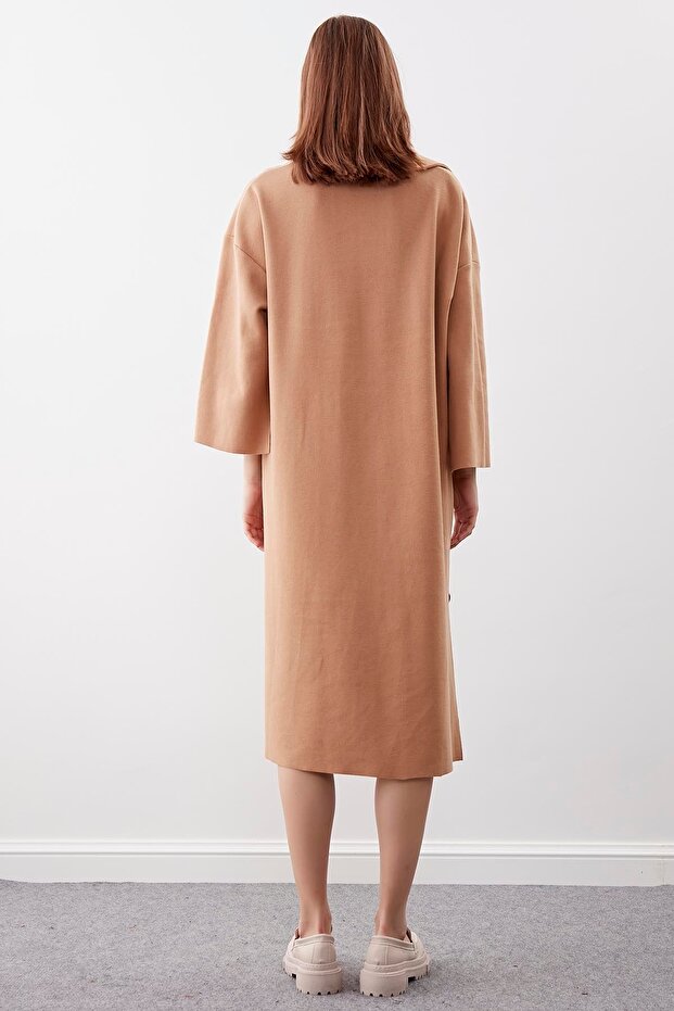 V Yaka Örme Elbise - 5