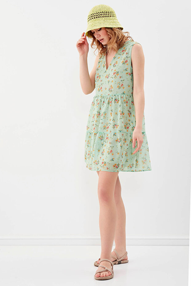 Çiçekli Şifon Elbise - 2