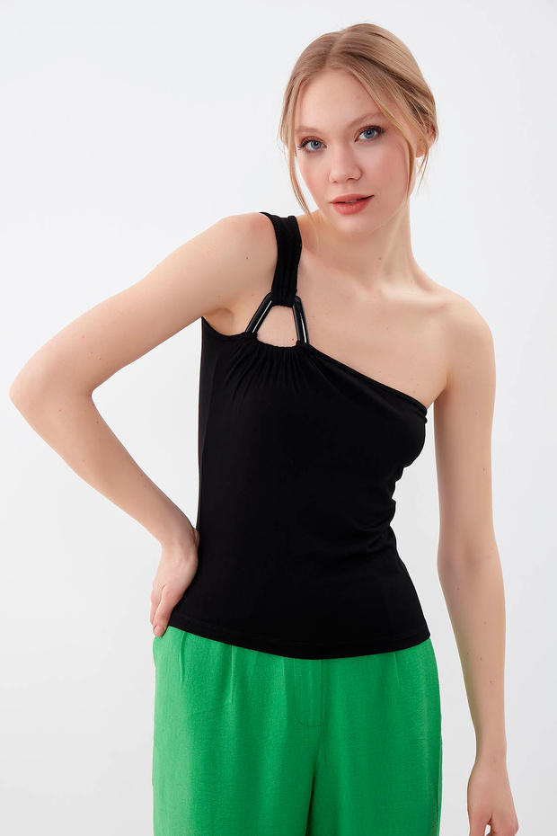 Tek Omuz Tokalı Bluz - 4