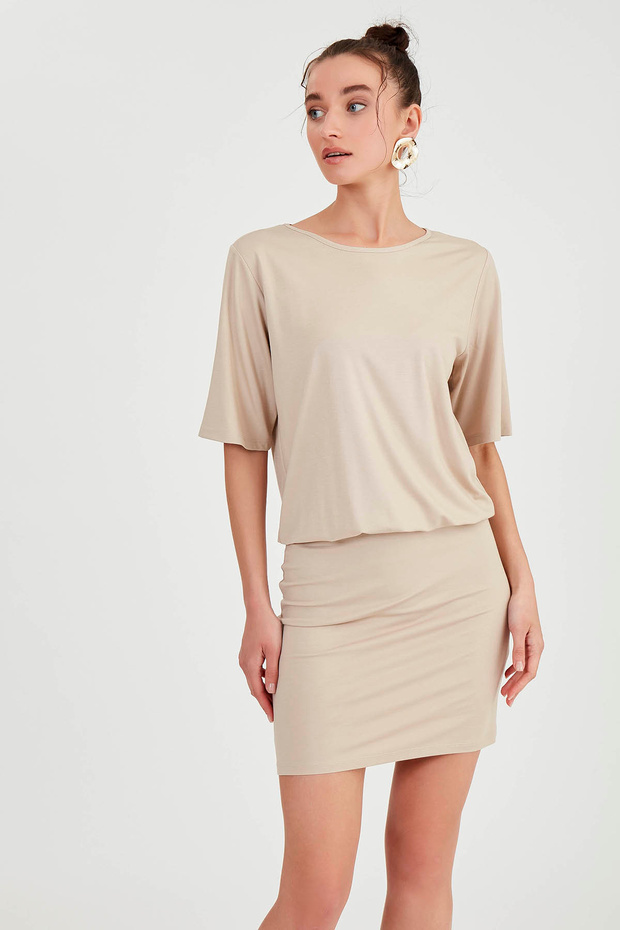 Belden Oturtmalı Bluzan Elbise - 3