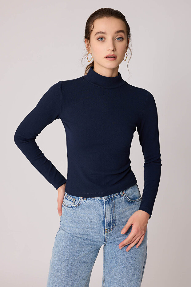 Dik Yaka Crop Bluz - 1