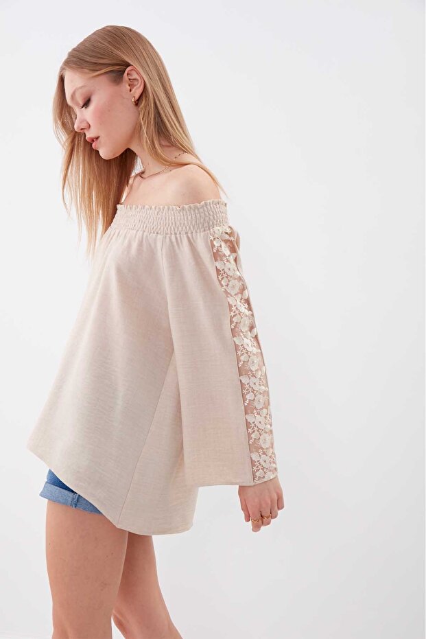 بلوزة جيبلي شفافة بأكمام - 2