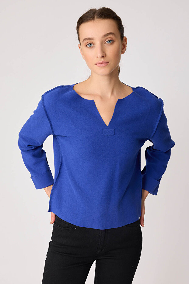 قطع الخامس الرقبة عكس غرزة بلوزة - 1