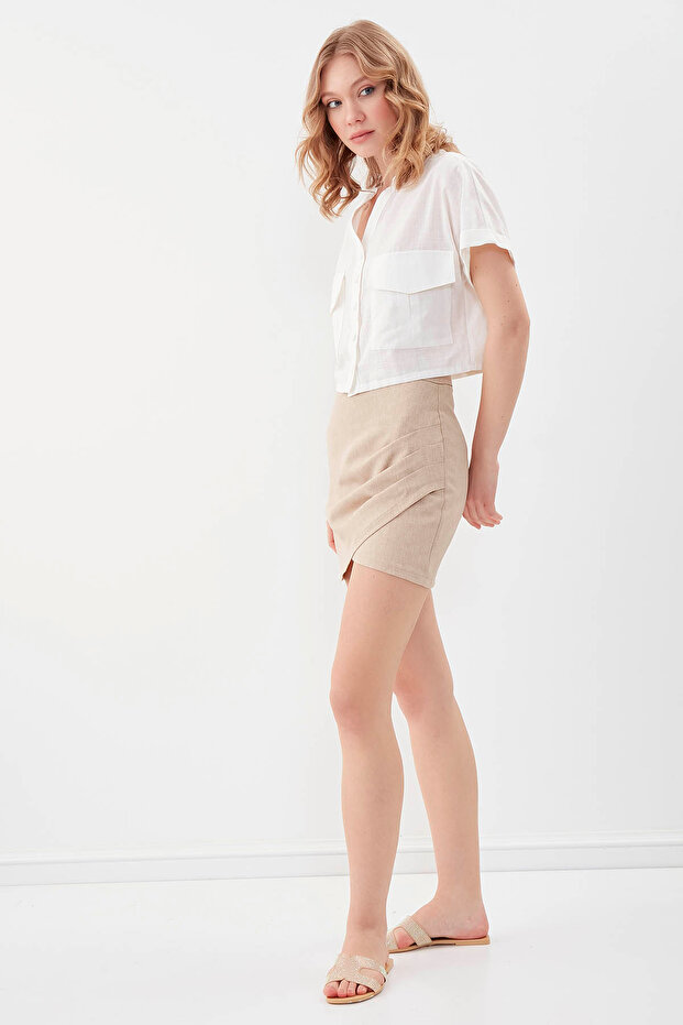 Seitlich geraffter Minirock - 4