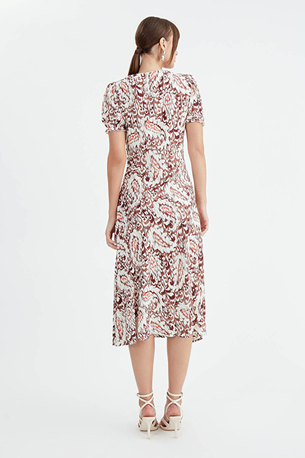 فستان منقوش برباط أمامي - 5