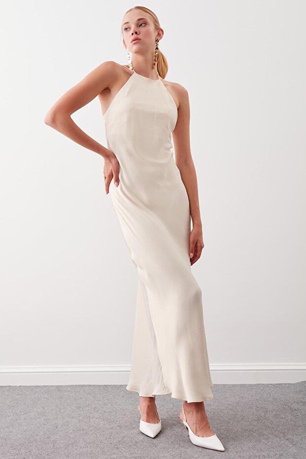 Satinkleid mit Seilträgern - 6