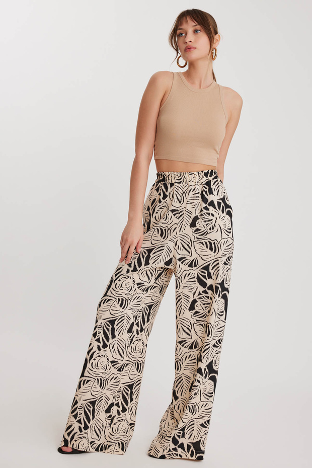 Self Patterned Comfortable Trousers with Elastic Waist - 4