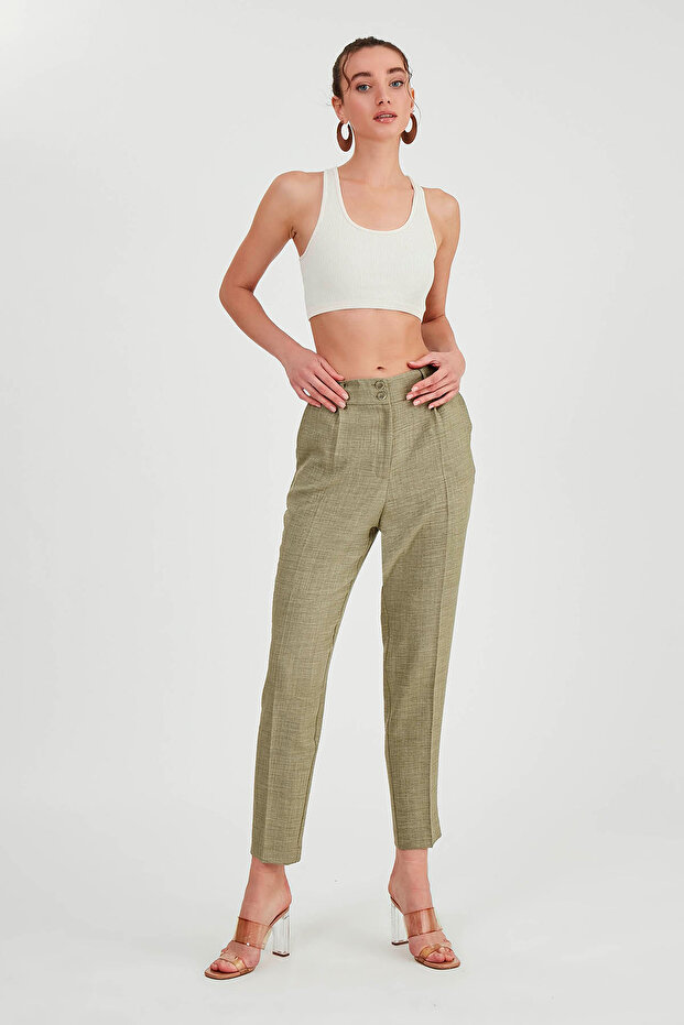 بنطلون عالي الخصر بزرين - 1