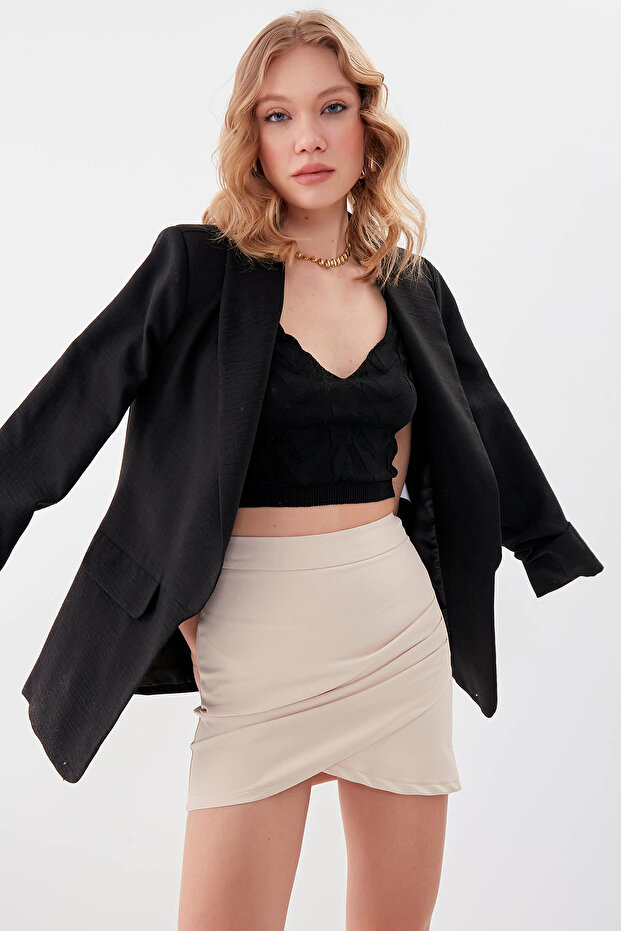 Büzgülü Mini Etek - 1