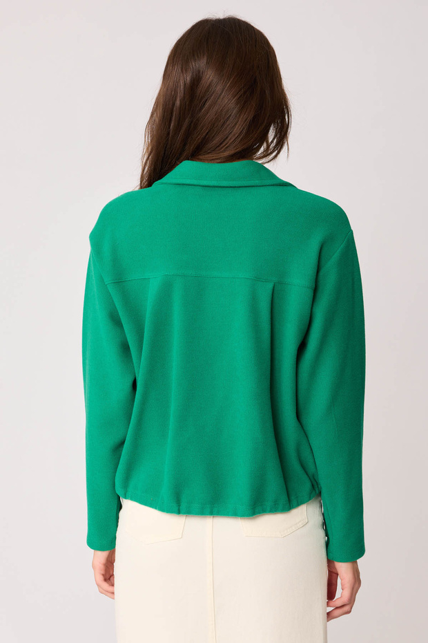 Önü Düğmeli Beli Bağcıklı Tek Cep Örme Bluz - 5