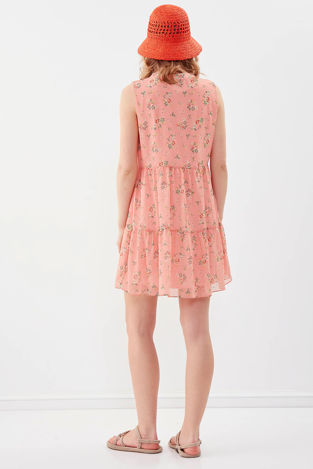 Çiçekli Şifon Elbise - 5