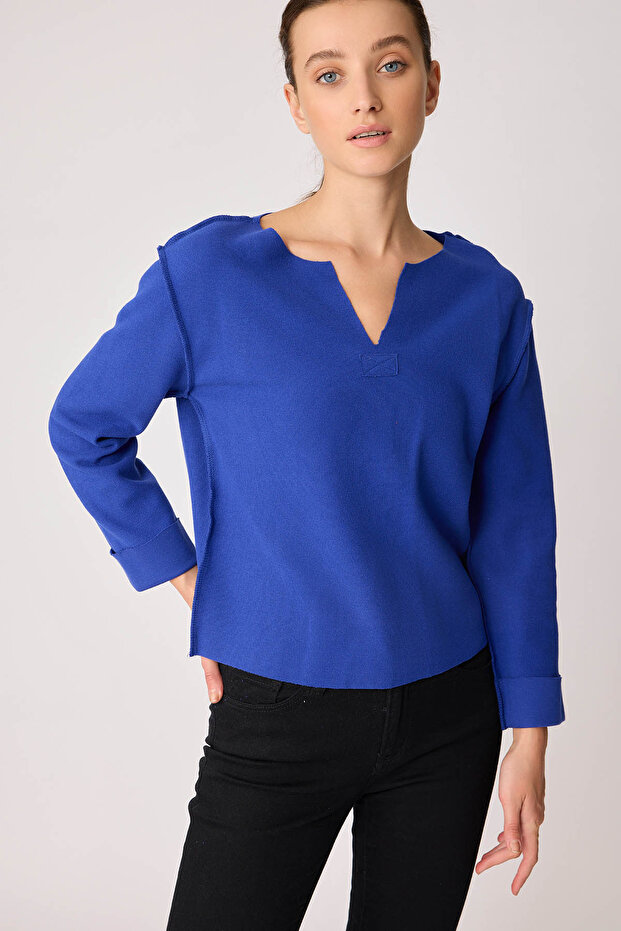 قطع الخامس الرقبة عكس غرزة بلوزة - 3