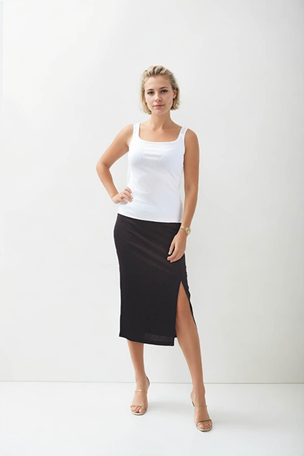 Kalın Askılı Sıfır Kol Bluz - 2