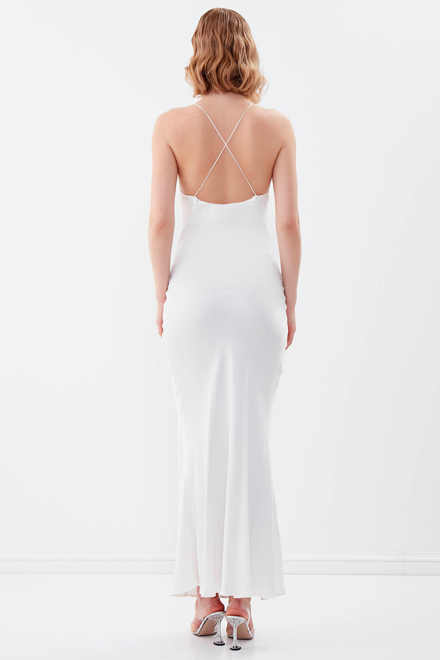 Saténové šaty s provazovým popruhem - 4