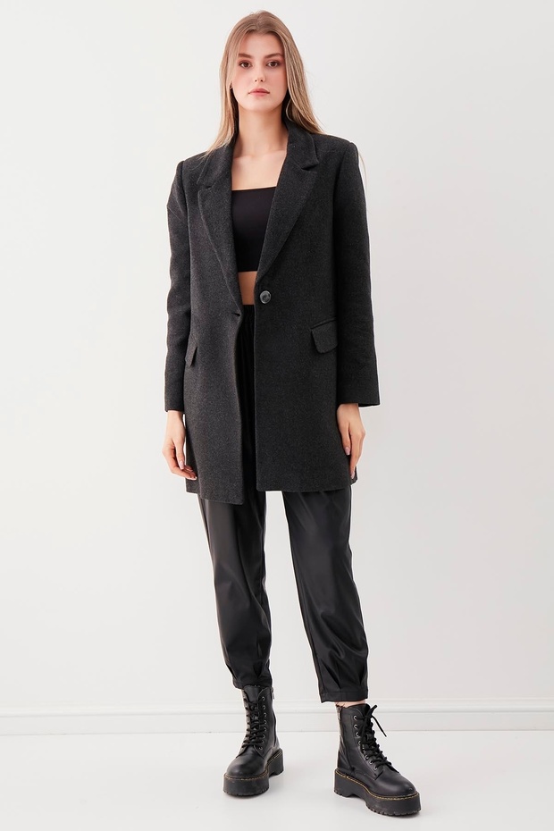 Lined Single Button Cashmere Coat - 1