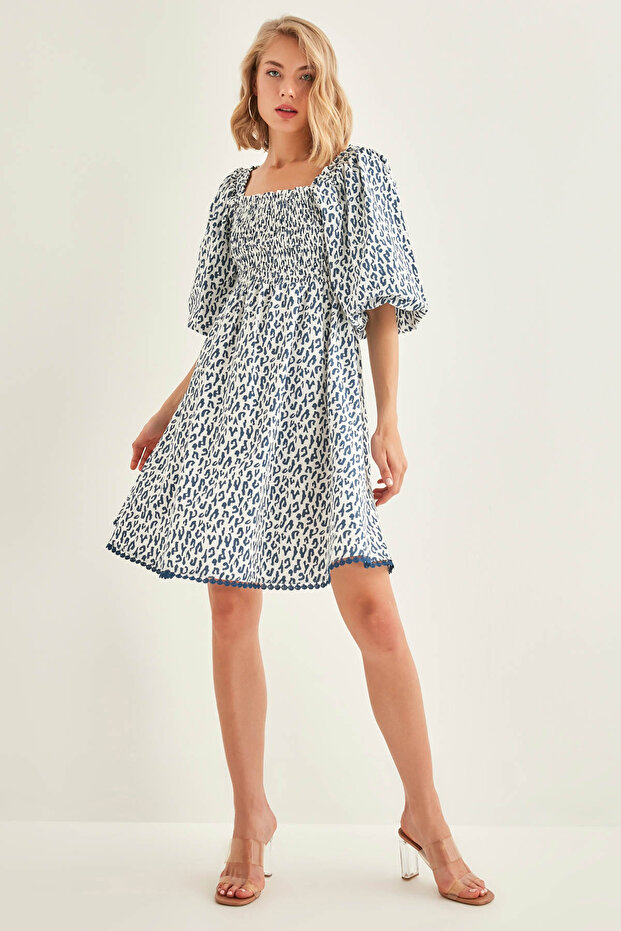 Leopard Patterned Balloon Sleeve Dress - 2