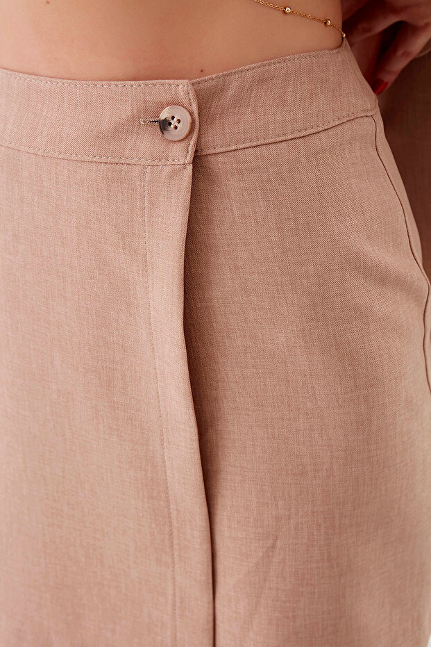 Düğmeli Mini Etek - 4