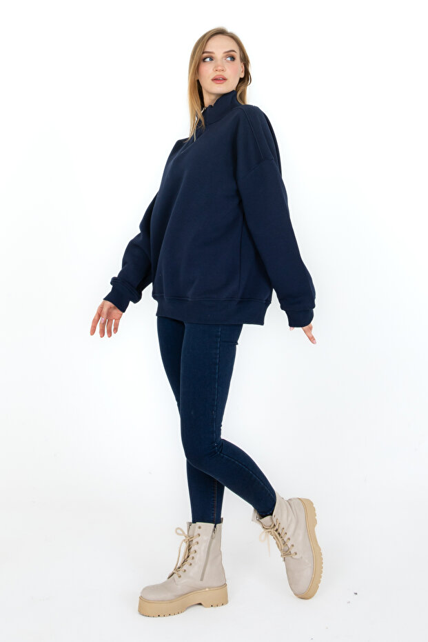 Kadın Fermuarlı  Sweatshirt - 5