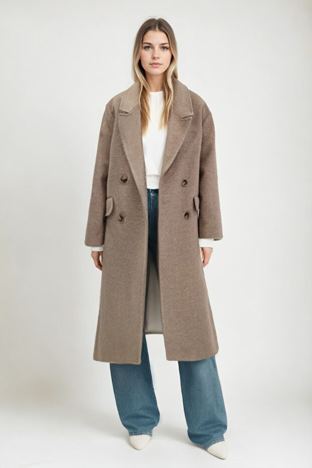 Off Shoulder Long Coat - 2